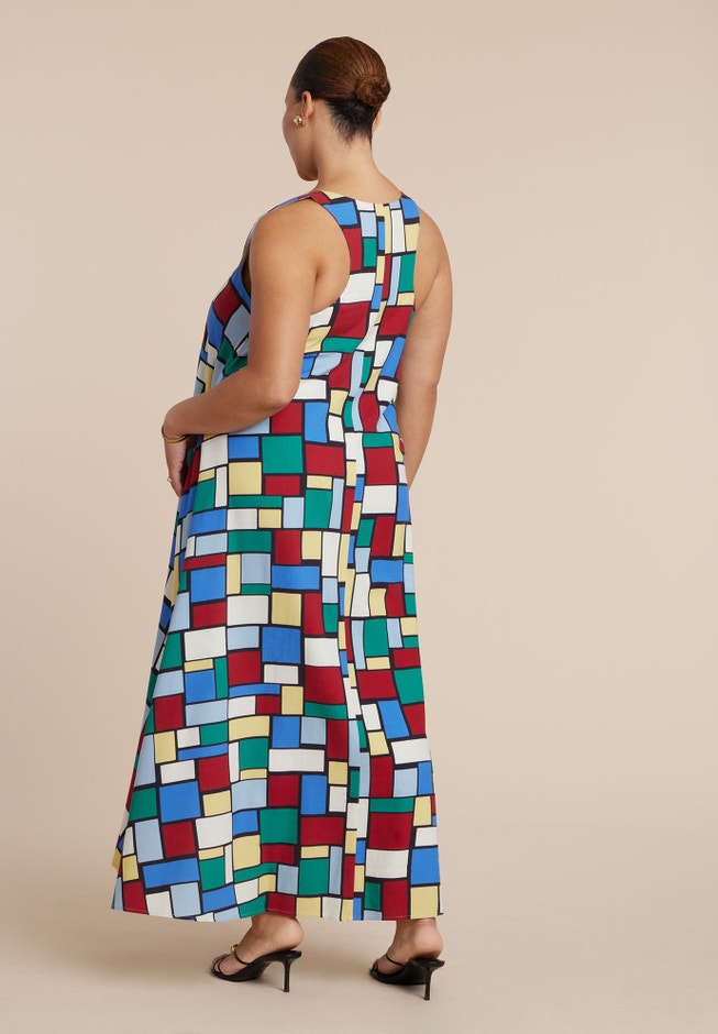 Printed Linen Trapeze Dress image number 2