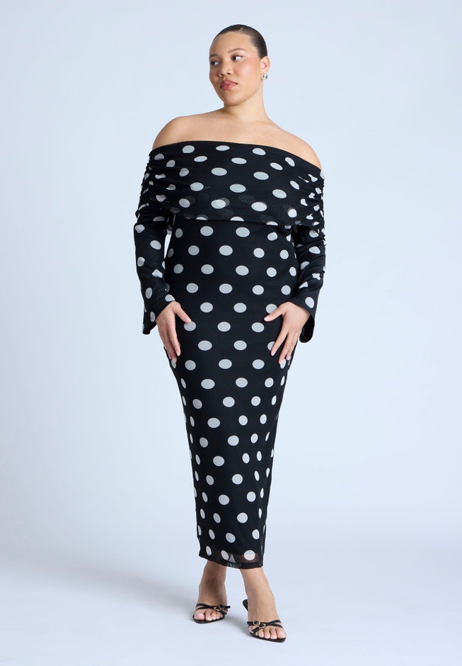 Off Shoulder Printed Dress image number null