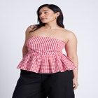 Gingham Peplum Top image number null