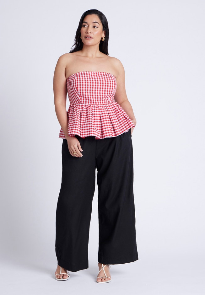 Gingham Peplum Top image number 3