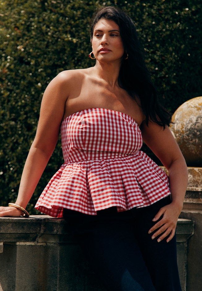 Gingham Peplum Top image number 5