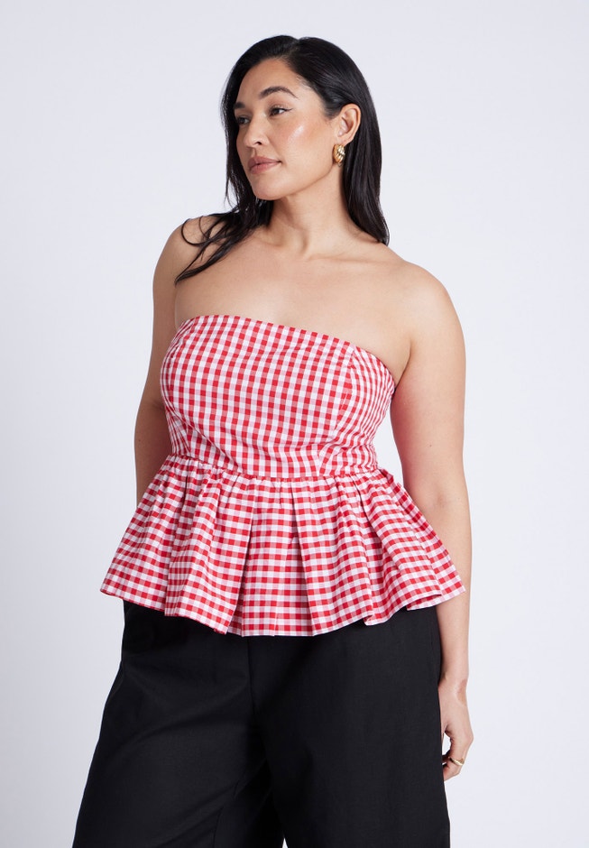 Gingham Peplum Top image number 0