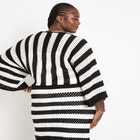 Crochet Wide Sleeve Striped Sweater image number null