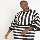Crochet Wide Sleeve Striped Sweater image number null