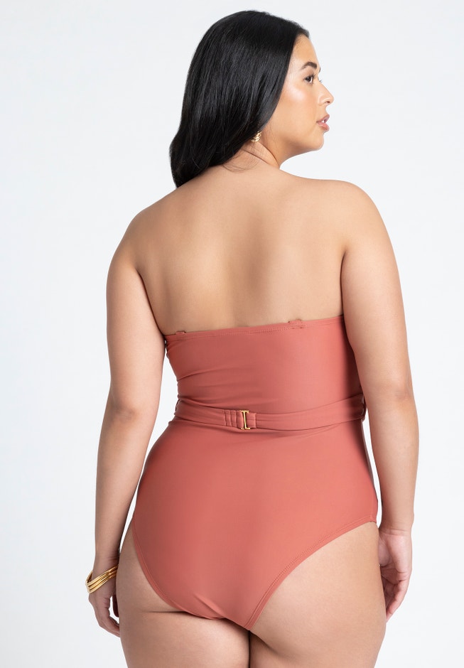Braided Belt Strapless One Piece image number 1