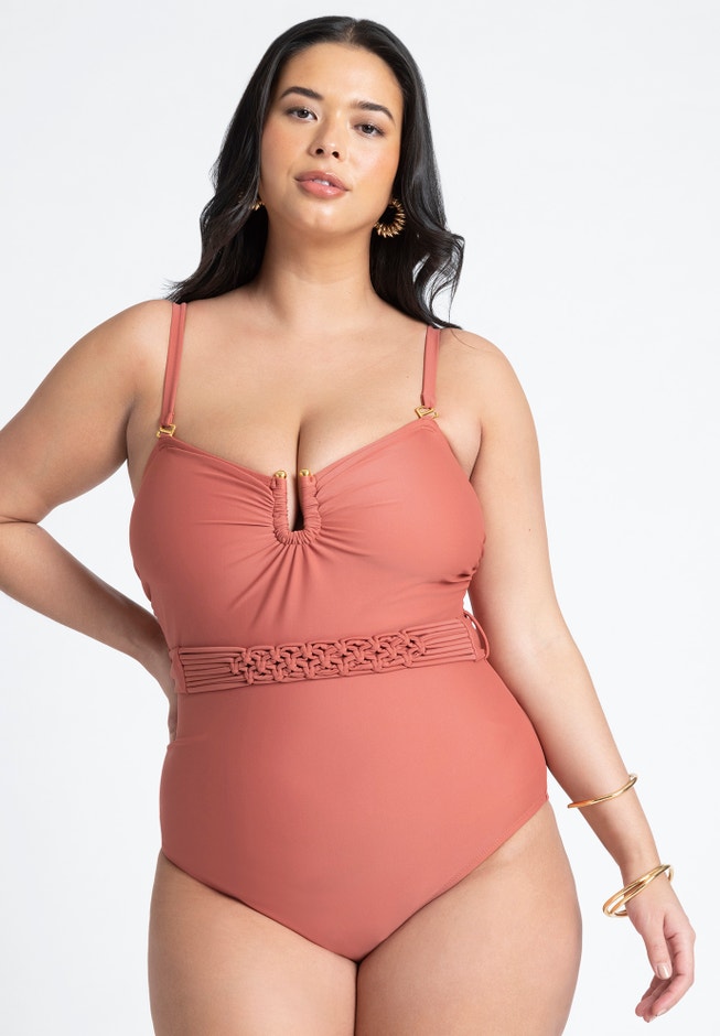 Braided Belt Strapless One Piece image number 2