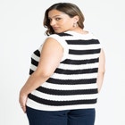 Striped High Neck Sweater Tank image number null