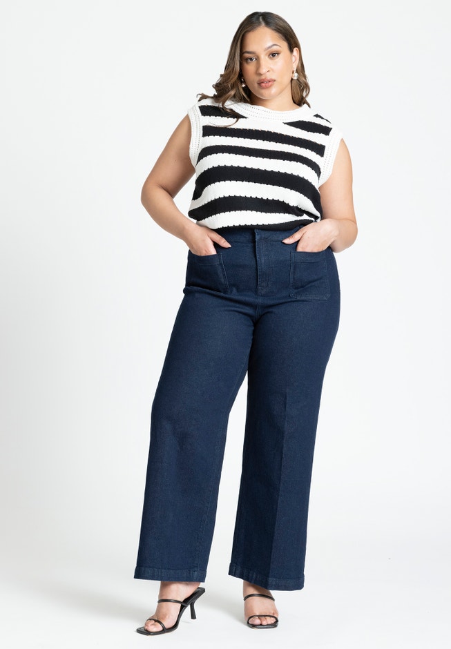 Striped High Neck Sweater Tank image number 2