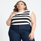 Striped High Neck Sweater Tank image number null