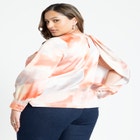 Draped Printed Satin Blouse image number null
