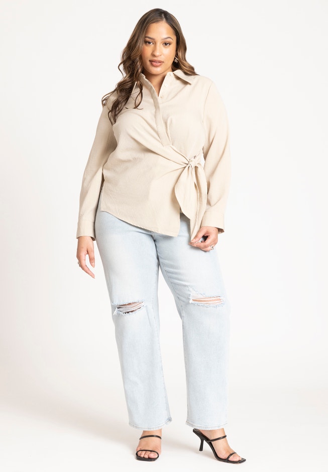 Hip Tie Collared Shirt image number 2