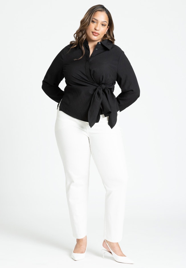Hip Tie Collared Shirt image number 2