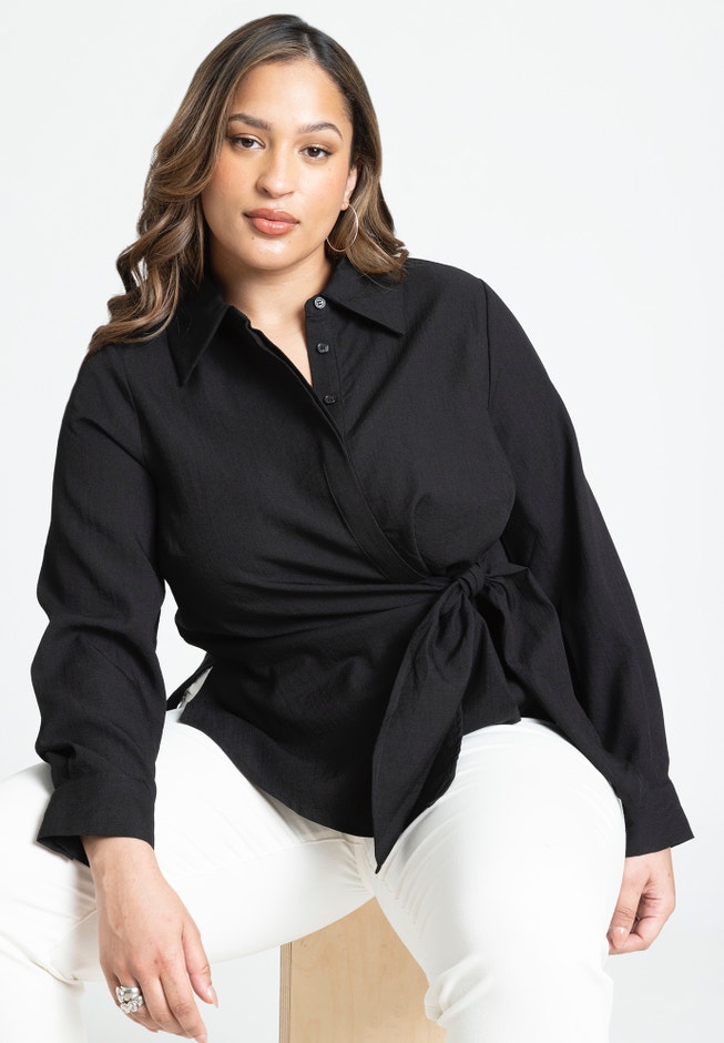 Hip Tie Collared Shirt image number 0