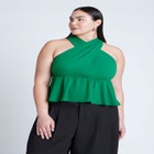 Halter Top With Peplum image number null