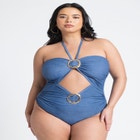 Hammered Ring Detail Denim One Piece image number null