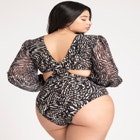 Front Cut Out Mix Media One Piece image number null