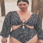 Front Cut Out Mix Media One Piece image number null