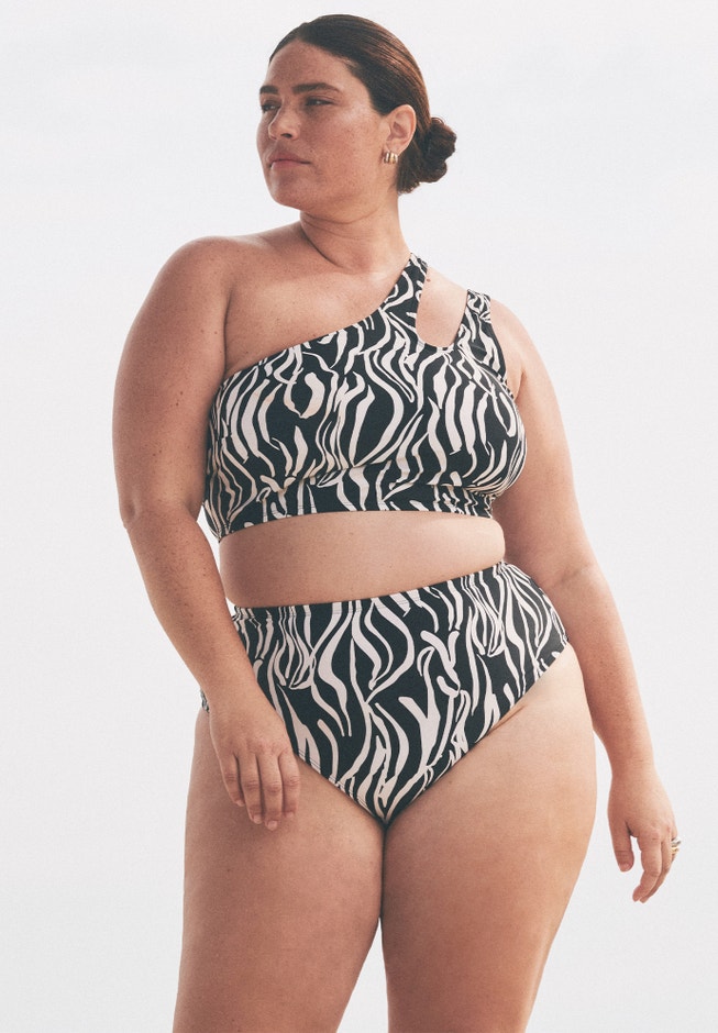 Printed One Shoulder Tankini image number null