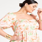 Puff Sleeve Pleated Maxi Dress image number null