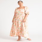 Puff Sleeve Pleated Maxi Dress image number null