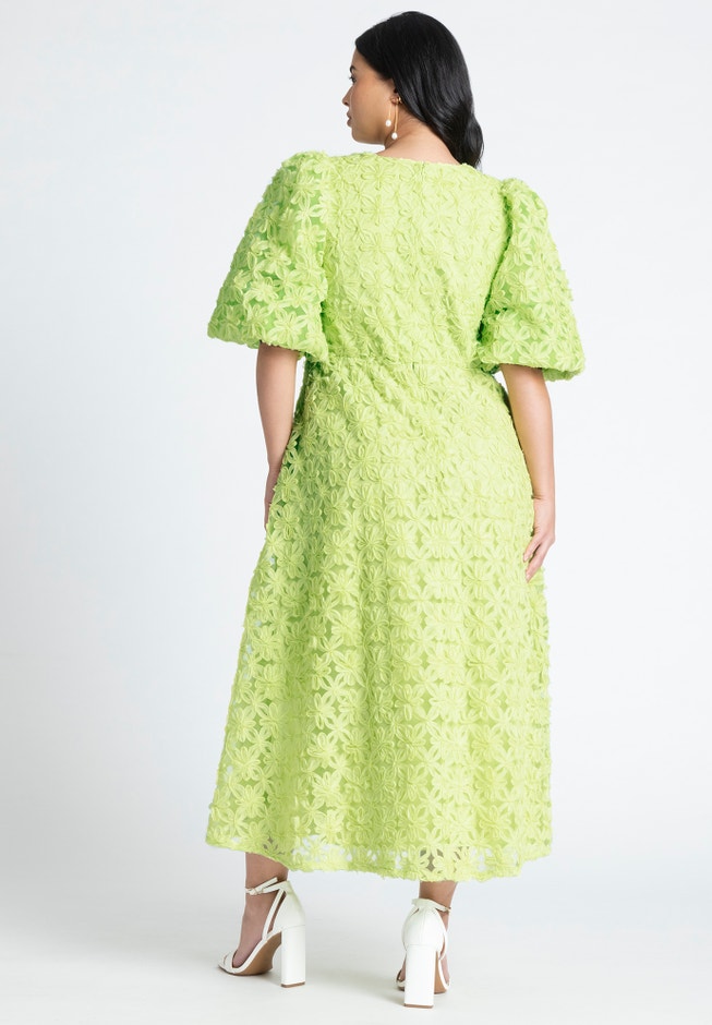 Textural Floral Maxi Dress With Pleats image number null