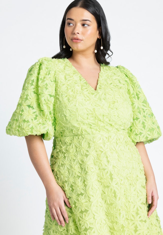 Textural Floral Maxi Dress With Pleats image number null