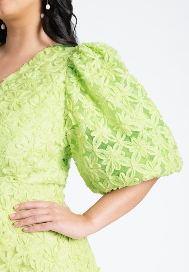 Textural Floral Maxi Dress With Pleats image number null