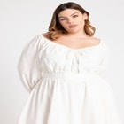 Puff Sleeve Linen Mini Dress image number null