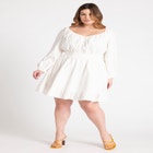 Puff Sleeve Linen Mini Dress image number null