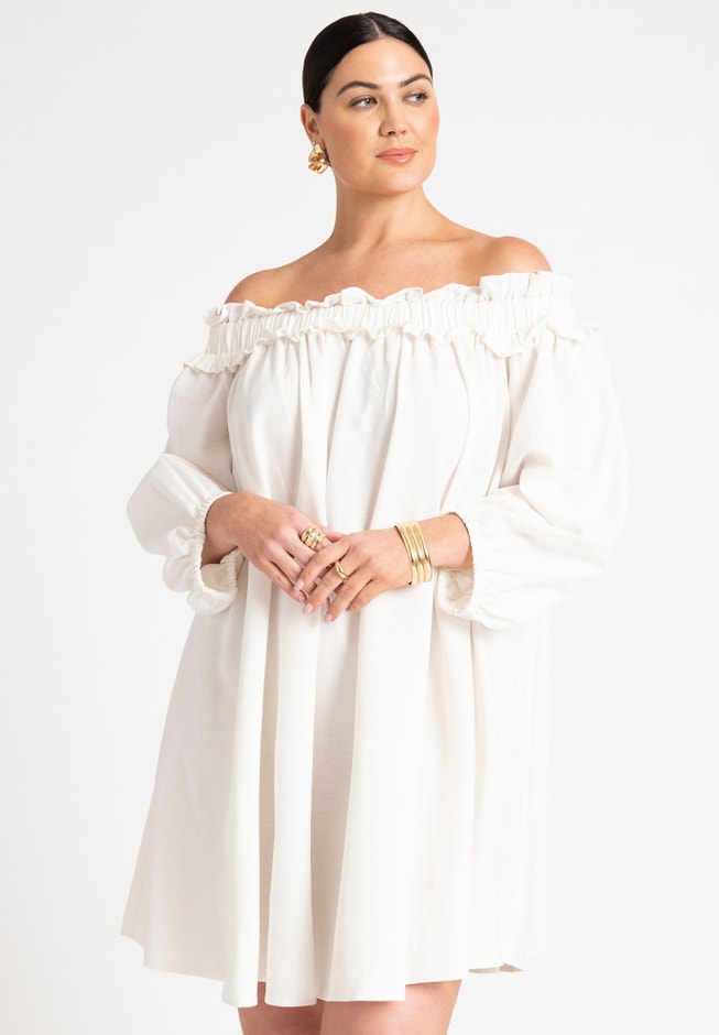 Ruffle Neckline Mini Dress image number 2