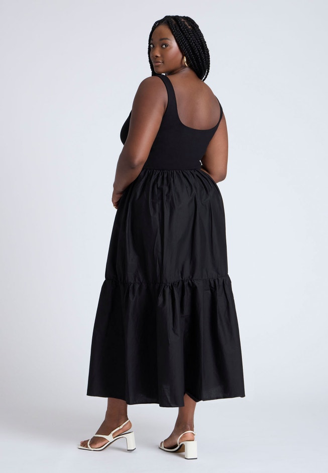 Mixed Fabric Tank Dress image number 1