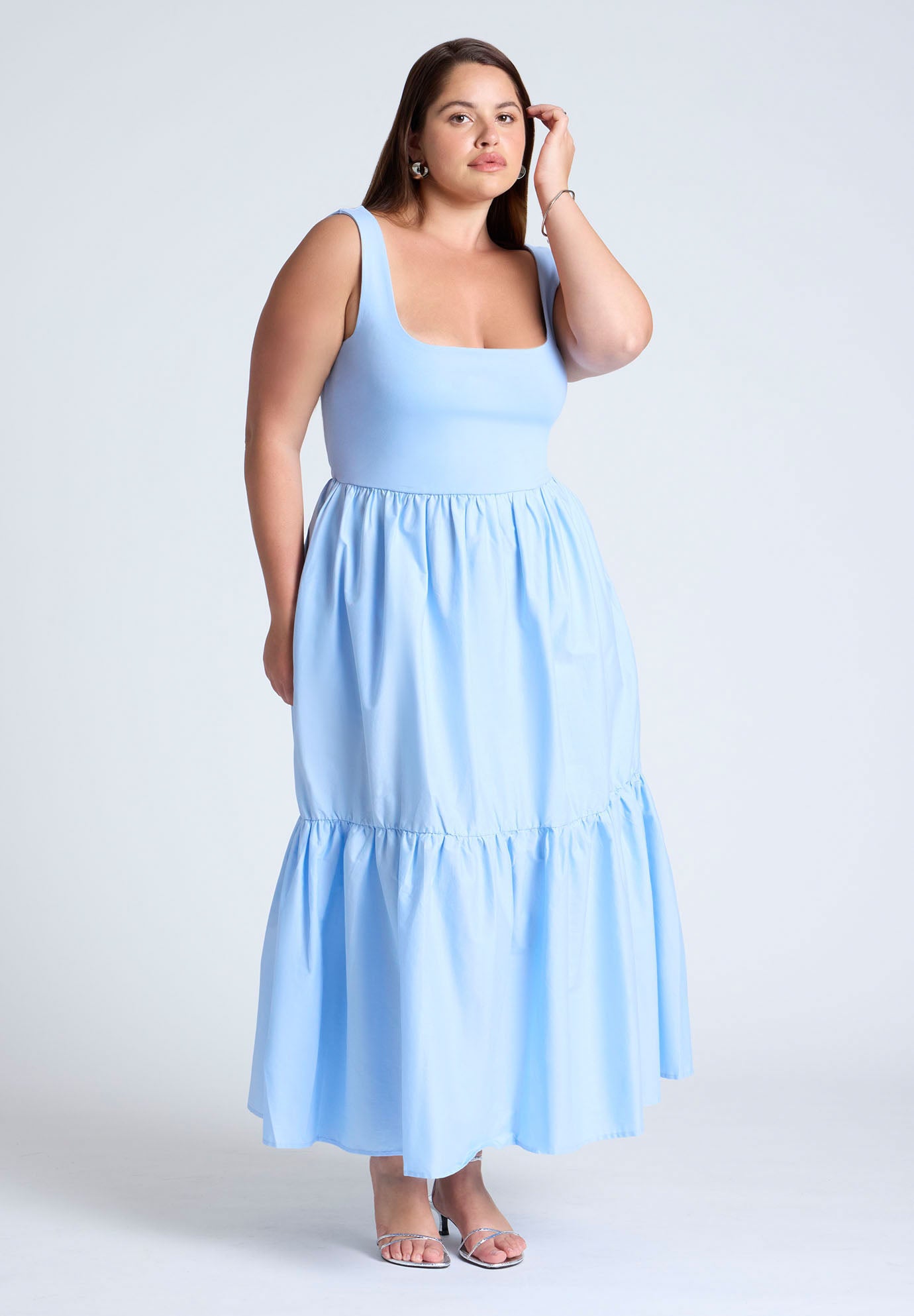 Mixed Fabric Tank Dress image number 1