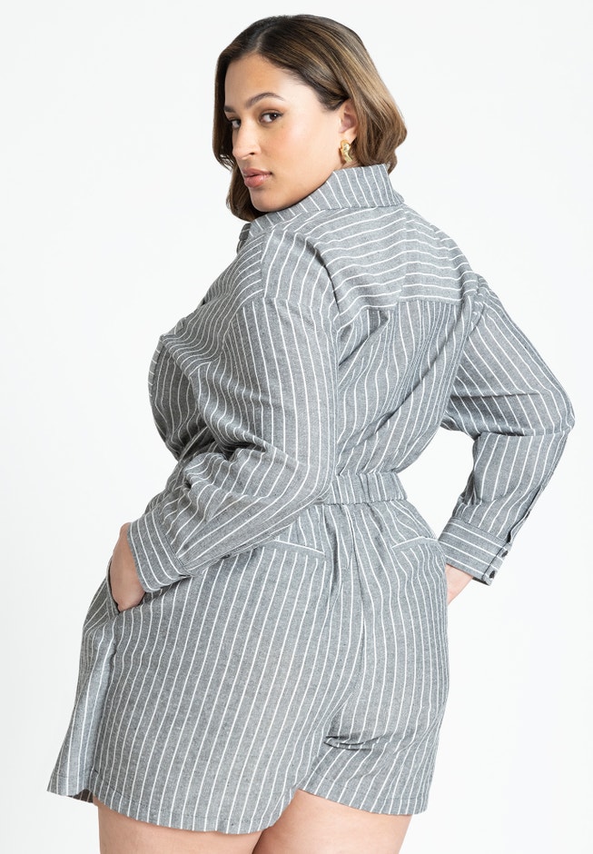 Striped Short Romper image number null