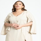 Asym Button Up Linen Dress image number null