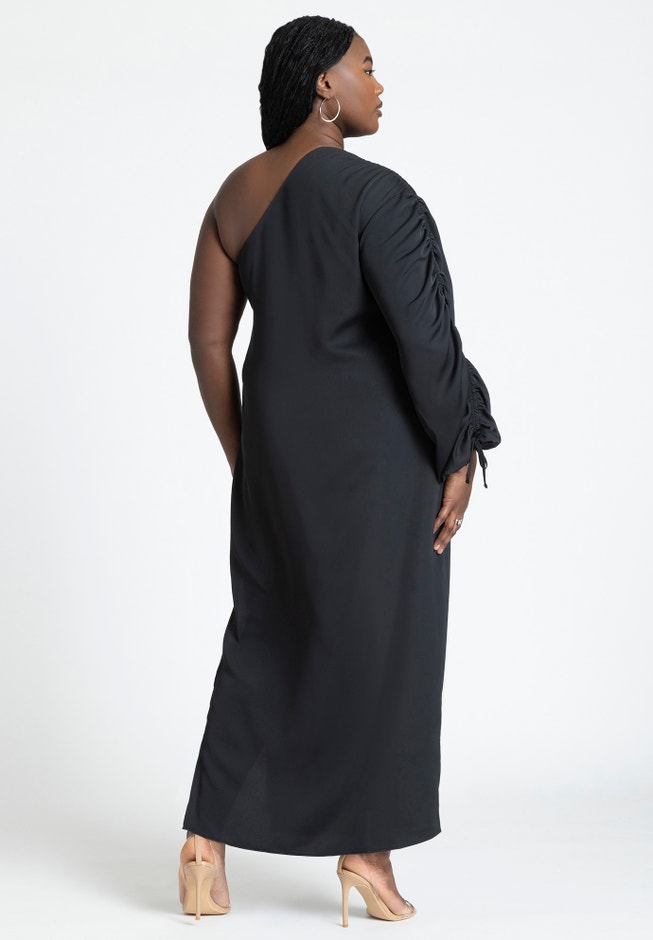 Gathered Sleeve Column Dress image number 1