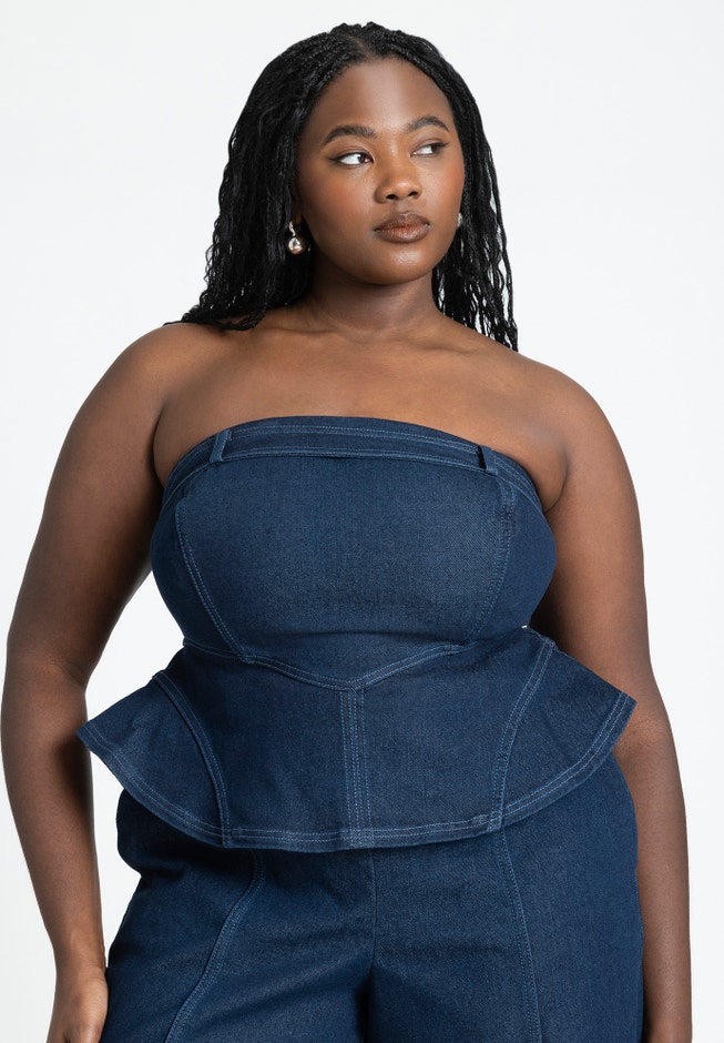 Denim Jumpsuit With Peplum image number 2