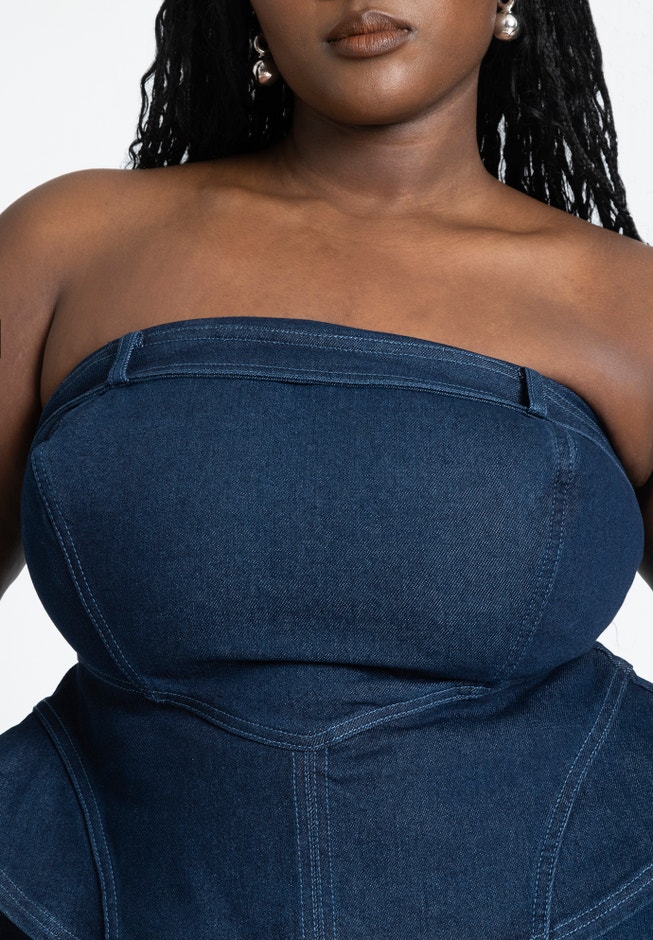 Denim Jumpsuit With Peplum image number 3
