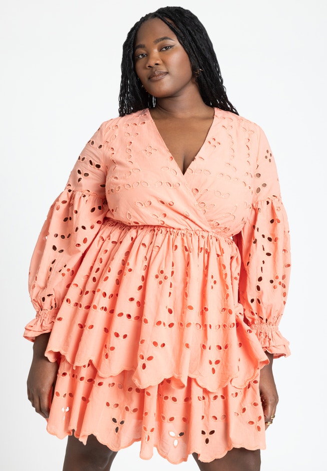 Eyelet Flare Mini Dress image number null