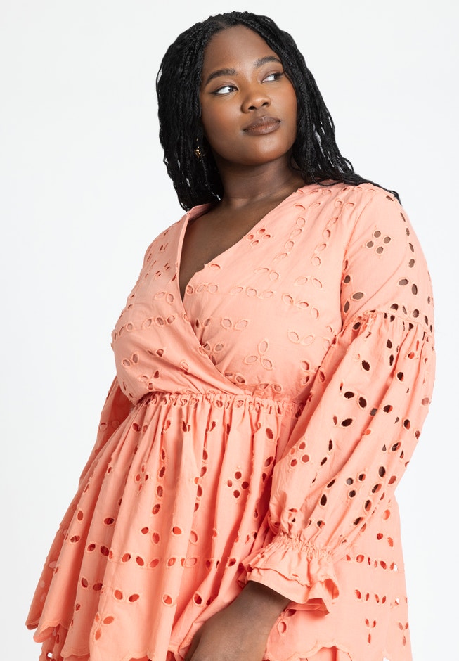 Eyelet Flare Mini Dress image number null