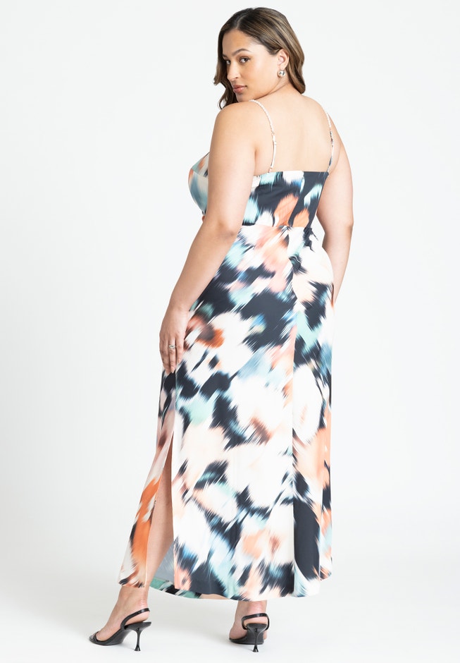Printed Satin Bias Dress image number 1