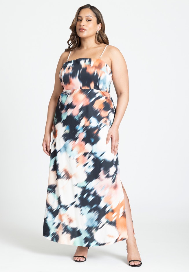 Printed Satin Bias Dress image number 0
