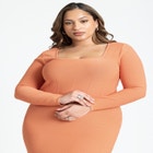 Long Sleeve Sweater Dress With Pleat Hem image number null