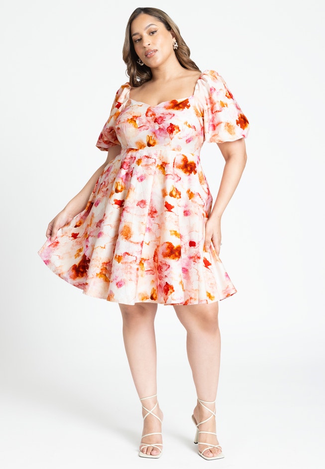 Puff Sleeve Sweatheart Mini Dress image number 0