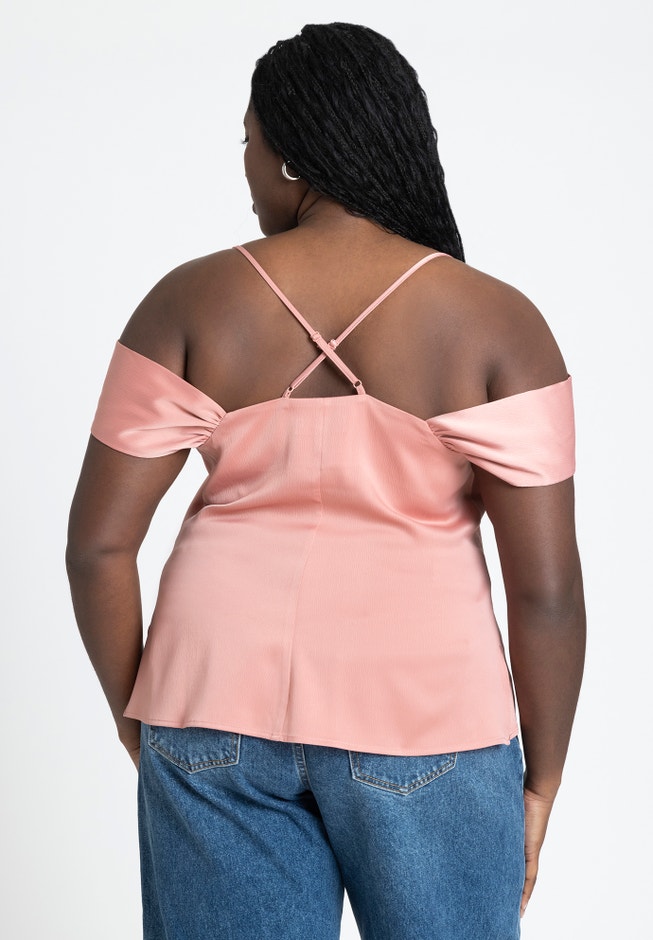 Off The Shoulder Cowl Neck Blouse image number null