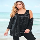 Sequin-Panelled Tank & Cardigan Set image number null