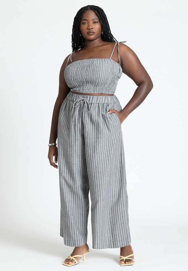 Elastic Striped Crop Top image number 2