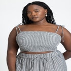 Elastic Striped Crop Top image number null