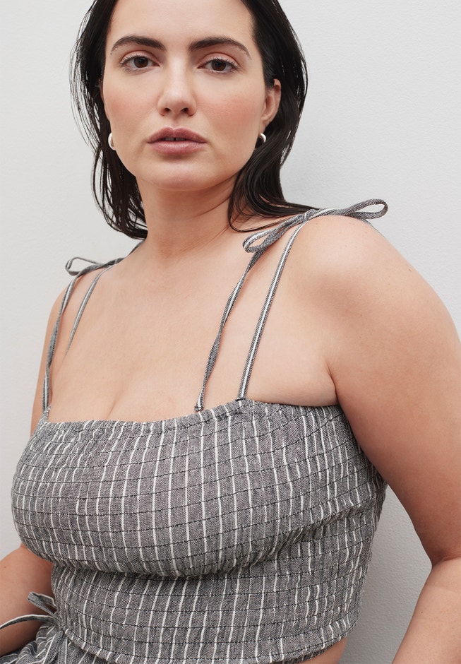 Elastic Striped Crop Top image number 0
