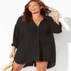 Shea High-Low Button Front Cover Up Shirt image number null