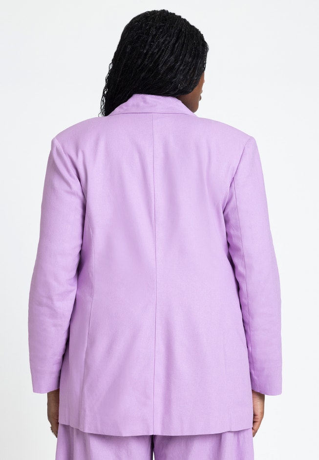 Oversized Strong Shoulder Linen Blazer image number null
